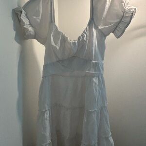 Trixxi White Tiered Puff Sleeve Dress